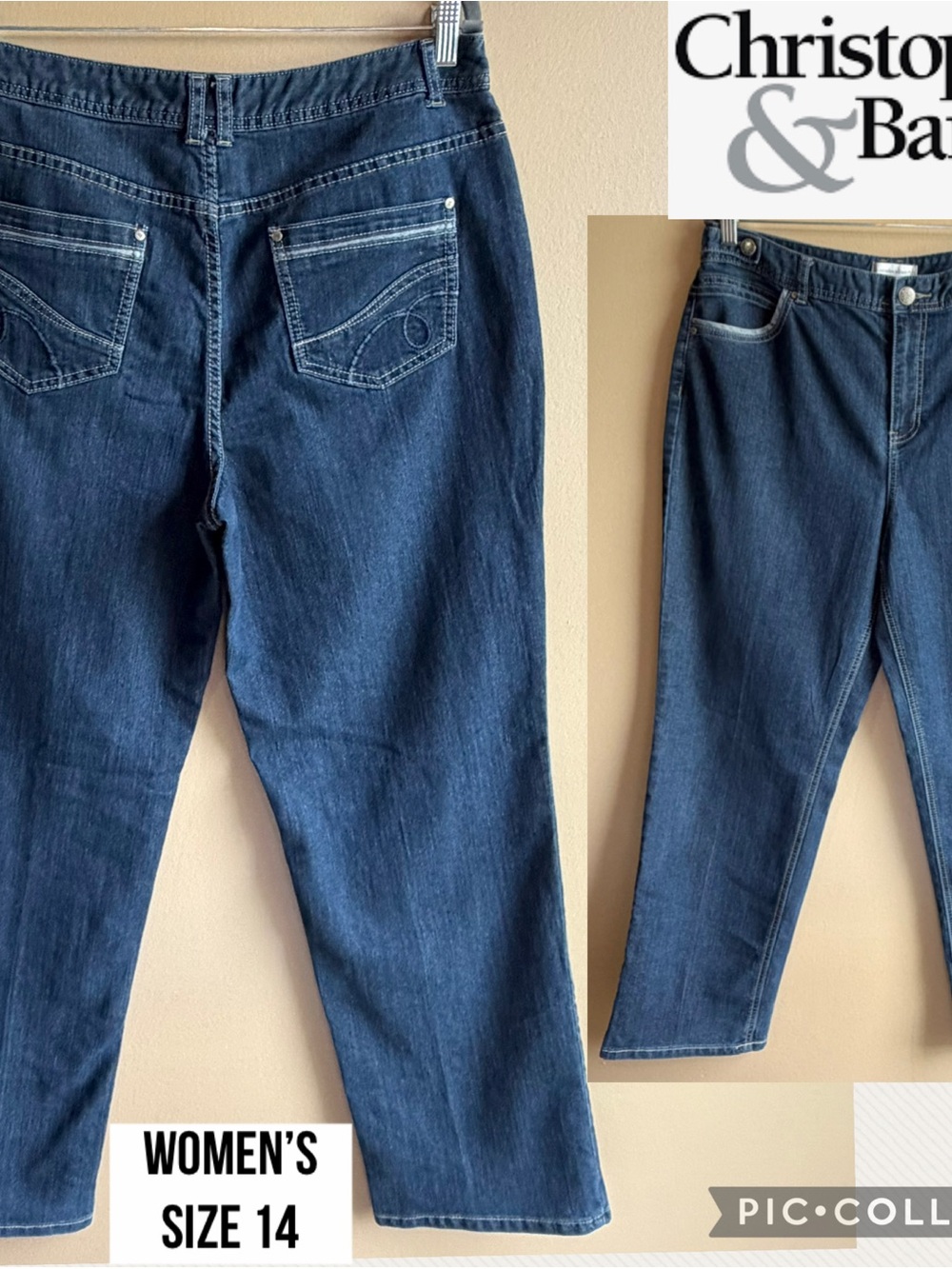 Christopher & Banks Womens Jeans Dark Wash High Rise Bootcut 30” Inseam Size 14